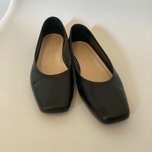 Everlane black leather square toe flats